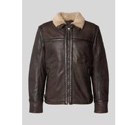 Gipsy Lederjacke aus Schafsnappa mit Reißverschlusstaschen in Dunkelbraun, Größe XXL