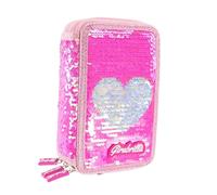 Girabrilla Nice Group Federmäppchen mit 3 Fächern, Magenta mit goldenem Herz, Einheitsgröße, 02556F