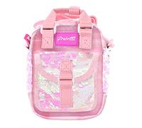 Girabrilla Nice Group Puffer Shoulder Bag, Umhängetasche aus Nylon mit Tasche aus reversiblen Pailletten, Farbe Rosa - Code 19056