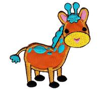 Giraffe Aufnäher zum aufbügeln oder aufnähen Bügelbild Aufbügler für Kleidung gestickter Bügelpatch Applikation Zoo Tier Afrika Patch Größe 7,0 x 7,3 cm
