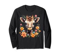 Giraffe Blumen Kinder Lustig Niedlich Giraffe Liebhaber Langarmshirt