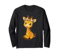 Giraffe Blumen Krone Lächeln Langarmshirt