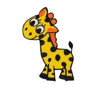 Giraffe Gelb Aufnäher zum aufbügeln oder aufnähen Bügelbild Aufbügler für Kleidung gestickter Bügelflicken Applikation Basteln Nähen Patch Größe 5,2 x 7,6 cm