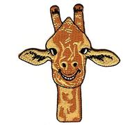 Giraffe Kopf Aufnäher zum aufbügeln oder aufnähen Bügelbild Aufbügler für Kleidung gestickter Bügelflicken Applikation Patch Größe 7,2 x 8,3 cm