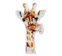 Giraffe mit Blumen Tier - Aufnäher, Bügelbild, Aufbügler, Applikationen, Patches, Flicken, zum aufbügeln, Größe: 4,0 x 6,1 cm