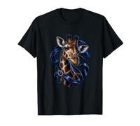 Giraffe mit Indigo-Seidenknoten Safari-Kunst T-Shirt