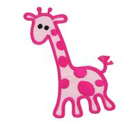 Giraffe Rosa Aufnäher zum aufbügeln oder aufnähen Bügelbild Aufbügler für Kleidung gestickter Bügelpatch Applikation Patch Größe 5,4 x 6,8 cm