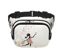 Girl Dance Hüfttasche mit Schmetterlingsmotiv, quadratisch, doppellagig, Brusttasche, Crossbody-Tasche, Laufen, Reisen, Wandern, Schwarz , Einheitsgröße