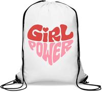 Girl Power Turnbeutel mit Kordelzug, Rot und Rosa, Herzform, Weiß