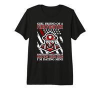 Girlfriend of A Firefighter American Flag Fireman Premium T-Shirt