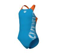 GIRL'S ARENA GRAPHIC SWIMSUIT V BACK TURQUOISE-PARROT 140