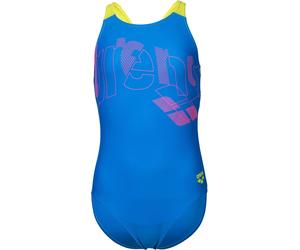 GIRL'S ARENA TALES SWIMSUIT V BACK BLUE CHINA-ARTIC LIME 152 BLUE CHINA-ARTIC LIME