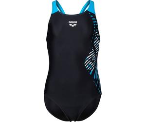 GIRL'S ARENA VORTEX SWIMSUIT V BACK BLACK-TURQUOISE 128