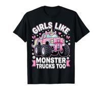 Girls Like Monster Trucks Too Unicorn Coquette Bow for Women T-Shirt