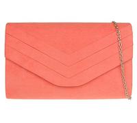 Girly Handbags Damen Clutch aus Wildlederimitat, korallenrot, W 24, 15, D 6 cm (W 9, H 6, D 2 inches)
