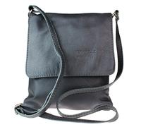 Girly Handbags Damen Italienische Leder Schultertasche Kleine UmhŠngetasche Messenger Weiches Leder Vera Pelle Handyhalter Urlaub Schwarz
