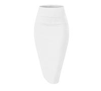 Girstunm Damen lässiger Bleistiftrock schlanker kurzer Rock Sommer hohe Taille Stretch kurzer Rock mit Schlitz Weiß XX-Large