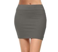 Girstunm Damen lässiger Bleistiftrock schlanker kurzer Rock Sommer hohe Taille Stretch kurzer Rock mit Schlitz Dunkelgrau Mini Medium