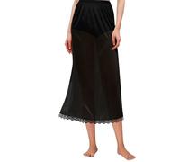 Girstunm Halbe Slips für Frauen Langer Unterrock Antistatische Spitze Bottoming Rock Slips für Unterkleider 69cm Black X-Large