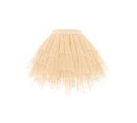 Girstunm Mini Tüllrock Damen Hoch Taille Unregelmäßiger tüllrock Karneval Kostüm Unterrock Beige Medium