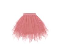 Girstunm Mini Tüllrock Damen Hoch Taille Unregelmäßiger tüllrock Karneval Kostüm Unterrock Blassrosa Medium