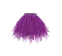 Girstunm Mini Tüllrock Damen Hoch Taille Unregelmäßiger tüllrock Karneval Kostüm Unterrock Dunkellila Medium