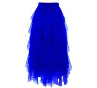 Girstunm Tüll Röcke für Damen Midi Länge Hoch taillierte A Linien Röcke Karneval Kostüm Royal Blue Large