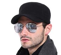 Gisdanchz Cappy Männer Military Cap Herren Army Military Baseball Cap Herren Cappy Männer Kappe Mütze Schirmmütze Mützen Flat Top Cadet Hat Winter Wool Schwarz