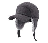 Gisdanchz Pelz Hut Herren Winter Cap Herren Hut Winter Ohrenschützer Winddicht Mütze Wool Hat Baseball Mens Earmuff Hat Baseball Cap Protection Visor Hats Dunkel Grau