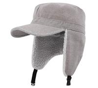 Gisdanchz Russen Fliegermütze Ushanka Schirmmütze Winter Basecap Mütze mit Ohrenklappen Herren Trappermütze Männer Fleece Cappy Frauen Wintermütze Baseballcap Russische Mütze Damen Hellgrau