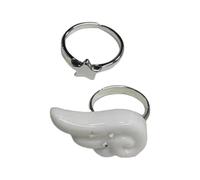 Gissroys Sternflügel-Symbol-Ringe, stabiler Schmuck mit eleganten Designs, tragbare Dekoration für trendige Frauen, für den täglichen Gebrauch, verstellbar, modisch, 2 Stück
