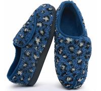 Git-up Frauen Memory Foam Diabetiker Hausschuhe Arthritis Ödem Einstellbare Bequeme Hausschuhe Geschlossene Zehen, LeopardBlau 8