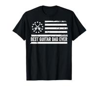Gitarre Gitarre Musiker Band Rock US Amerikanische Flagge Retro T-Shirt
