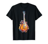 Gitarristen Musiker Gittare Wasserfarben Splash E-Gitarren T-Shirt