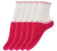 Giulia 5 Paar atmungsaktive Fein Socken Damen mit Print Tattoo Halbsocken Söckchen Kurzsocken Mädchen Frauen 39-40 Fuxia