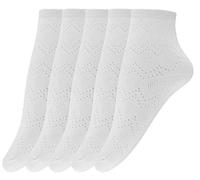 Giulia 5 Paar atmungsaktive Socken Damen Halbsocken Söckchen Kurzsocken Mädchen Frauen 36-38 White