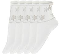 Giulia 5 Paar glänzende atmungsaktive Fein Socken Damen Halbsocken Söckchen Kurzsocken Mädchen Frauen 39-40 White