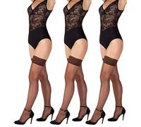 Giulia halterlose Strümpfe 20 Den (3er Set) Cappuccino XL/XXL Blumen Muster