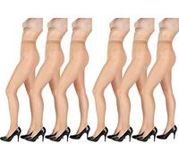 Giulia Strumpfhosen 20 Den für Damen ohne Zwickel Feinstrumpfhose mit verstärkten Höschen Like 20 Daino 6er Pack S