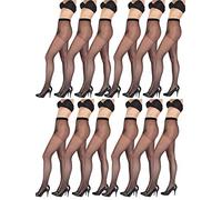 Giulia Strumpfhosen 20 Den für Damen ohne Zwickel Feinstrumpfhose mit verstärkten Höschen Like 20 Schwarz 12er Pack L