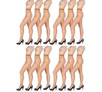 Giulia Strumpfhosen 40 Den für Damen ohne Zwickel Feinstrumpfhose mit verstärkten Höschen Like 40 Caramel 12er Pack M