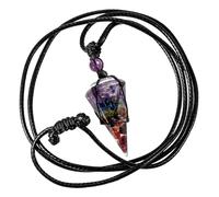 GIUSOBG Kristalle Aura Heilsteine Edelsteine Sechseckiger Halskette | Kristalle Steine Chakra Energiestein Einstellbare Schwarzes Lederseil für Damen und Herren（Sechseckig Bunt）