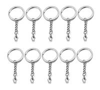 GIVBRO 10 Stück Karabinerverschlüsse mit offenen Binderingen Kette - runde Schlüsselringe Zubehör für DIY Handwerk Schmuck Schlüsselanhänger Herstellung Silber, 28 mm