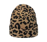 GIVBRO Frauen Leopard Print Baskenmütze Strickmütze Beanie Mütze Winter Warm Hut Casual Kostüm Zubehör Braun