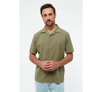 Givn Berlin Bowling-Shirt GBBARIK aus Bio-Baumwoll Seersucker Faded Olive (Structure) M