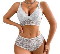 GIVTULIP Unterwäsche Set BH und Slip Dessous Damen Spitze BH Unterhosen Set Bügelfreier BHS mit Verstellbaren Trägern Push-Up Büstenhalter ohne Bügel Große Größen Babydoll Schwarz Rot S-L