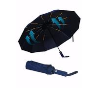 Giyaluzw Regenschirm Sturmfest Taschenschirm Automatik mit 12 Doppelrippen Umbrella Windproof Faltschirm Doppler Regenschirm Schwarz für Damen und Herren (Marineblau)
