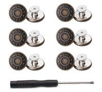 GIYOMI 20 mm Jeansknöpfe -Set mit Metallsockel, 12 Sets nagellose abnehmbare Metallknöpfe Combo Gewindenieten und Schraubendreher (2 cm)