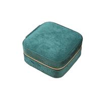 GIYXHU 1Pcs Tragbare Schmuck Lagerung Box Mit Spiegel Zipper Quadratischen Boxen Ohrringe Halskette Ring Organizer Display for Reise für Schmuck(Green)