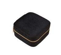 GIYXHU 1Pcs Tragbare Schmuck Lagerung Box Mit Spiegel Zipper Quadratischen Boxen Ohrringe Halskette Ring Organizer Display for Reise für Schmuck(Black)